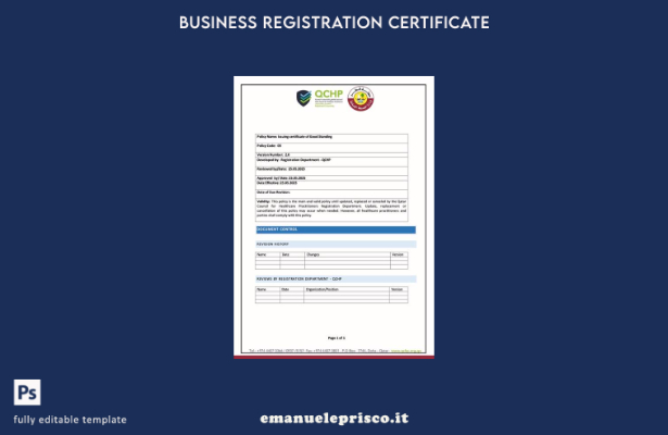 certificato di buona reputazione del Qatar in stile verificato modello Word e PD